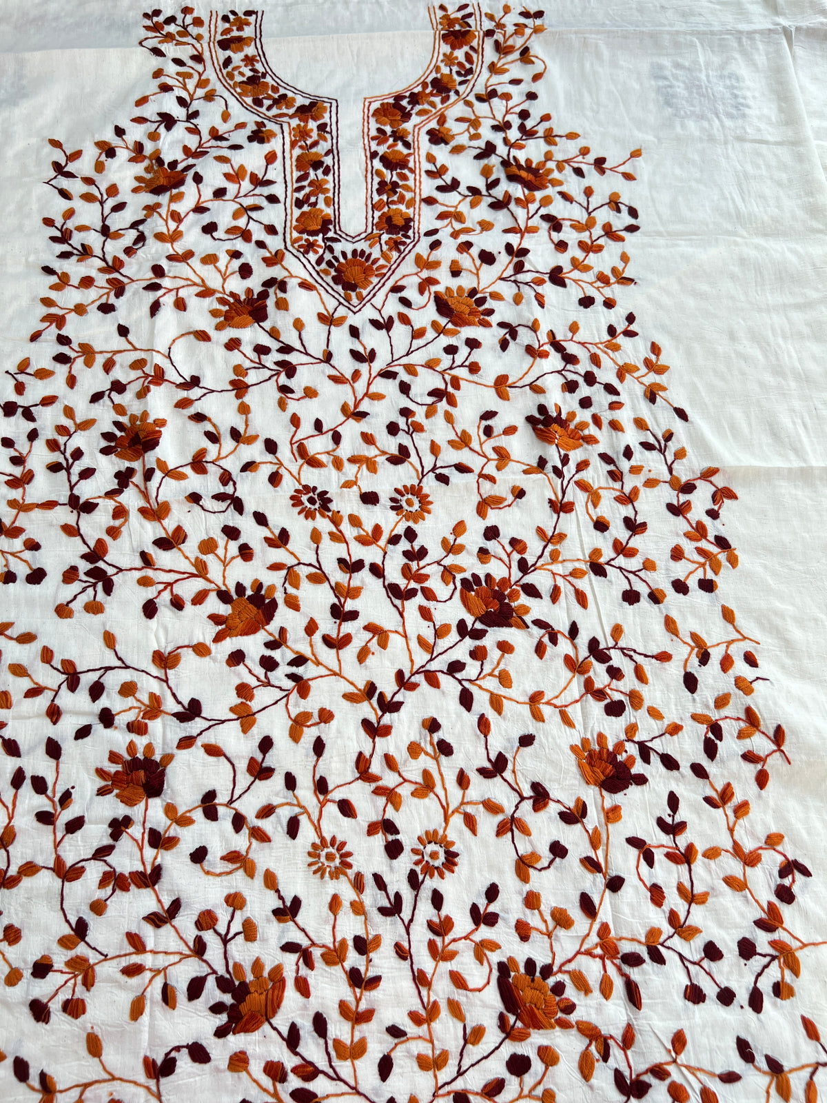 Heritage Rust Pure Cotton Hand-Embroidered Unstitched Dress Material
