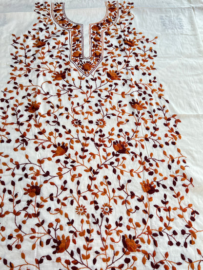 Heritage Rust Pure Cotton Hand-Embroidered Unstitched Dress Material