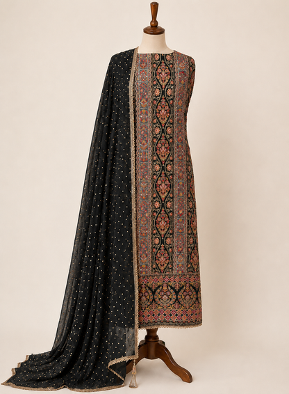 Sabyasachi-Inspired Russian Silk Suit with Mukesh Chiffon Dupatta