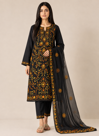 Black Heritage Thread Embroidery Suit