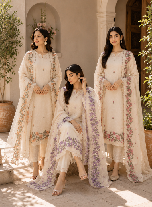 Cross-Stitched Inspired Cotton Elegance