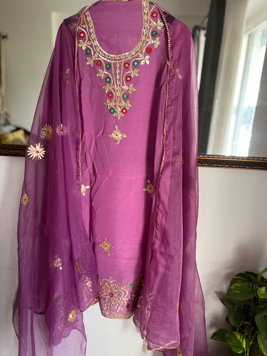 Royal Purple Traditional Kachha Gota Suit Set