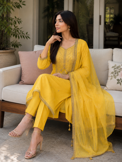 Golden Grace – Handworked Russian Silk Suit