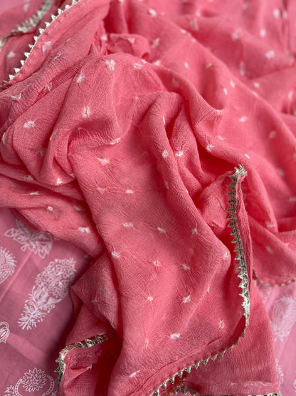Soft Blush Pink Cotton Suit with Elegant Handwork