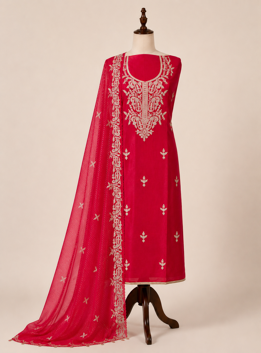 Shimmer Crepe with Exquisite Code Work & Tissue Organza Embroidered Dupatta