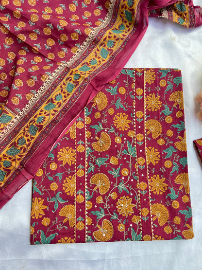 Handblock Prints with Delicate Handwork