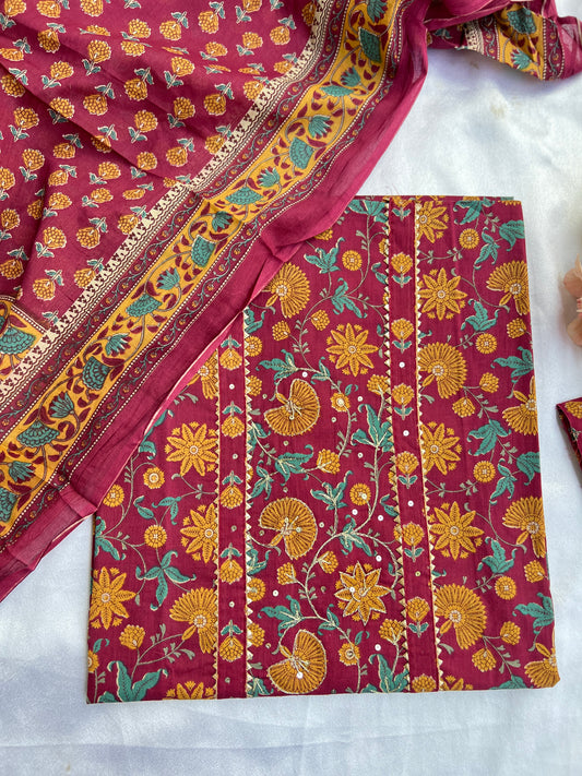 Handblock Prints with Delicate Handwork