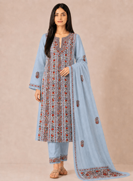 Autumn Paisley Hand-Embroidered Suit Set