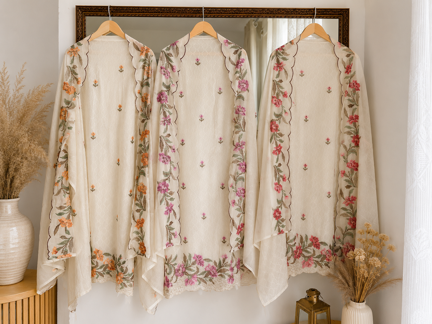 Cross-Stitched Inspired Cotton Elegance