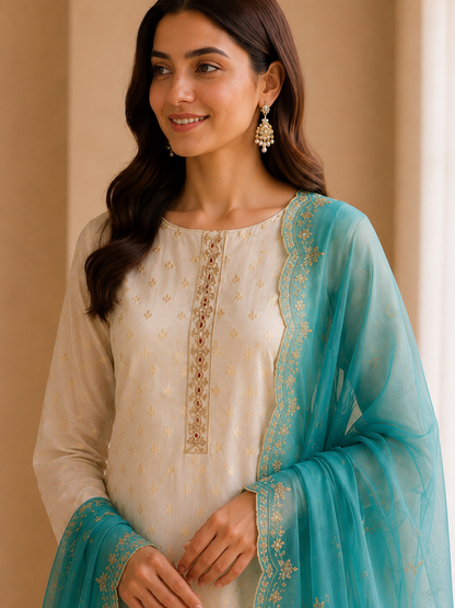 Ivory Elegance with a Soft Shimmer Glow