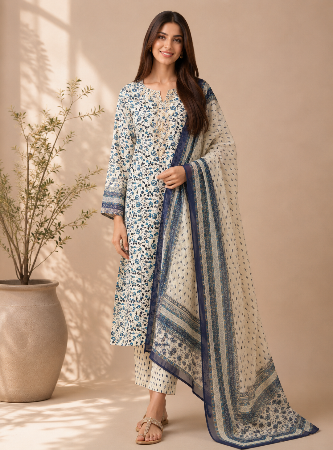 Handwork  Handblock Salwar suit