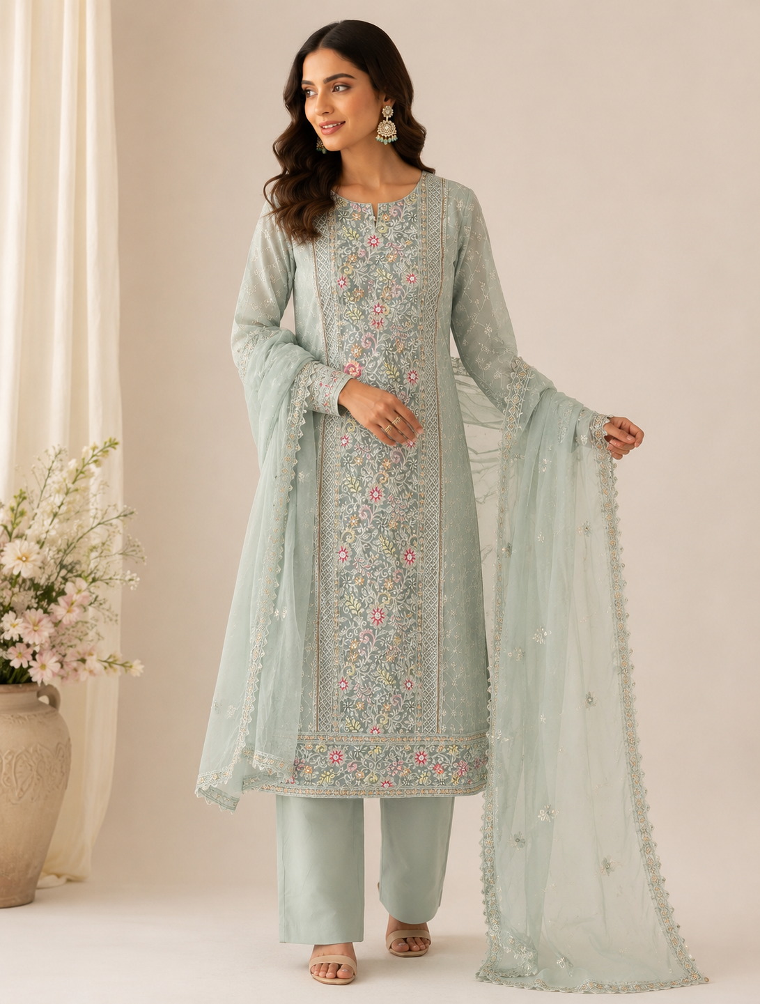Ocean Mist – Georgette Chikankari Suit