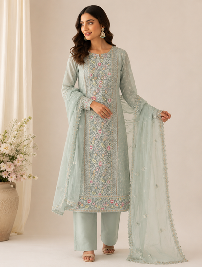 Ocean Mist – Georgette Chikankari Suit