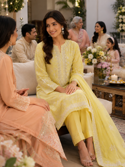 Summer Bloom – Chiffon Chikankari Suit