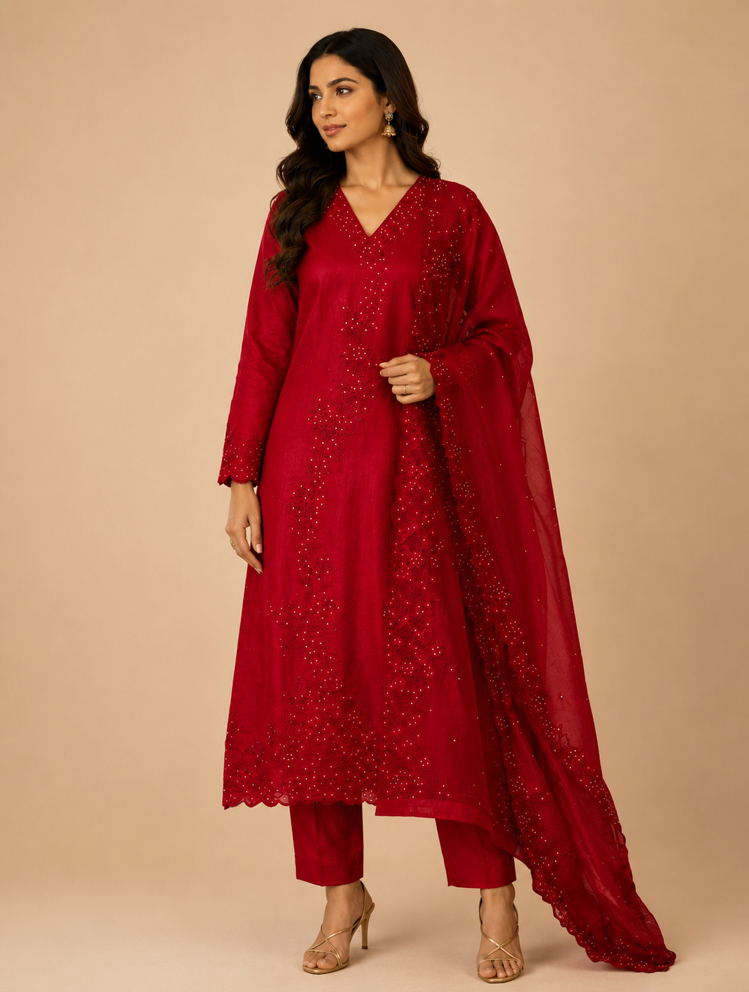 Royal Harmony – Self Embroidered Silk Suit