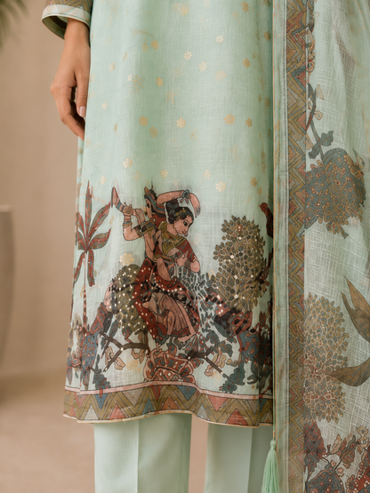Kota Doriya Pichwai Art Suit Set