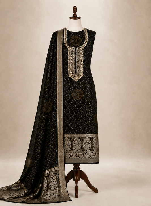 Classic Black Bandhani Gota Patti Suit