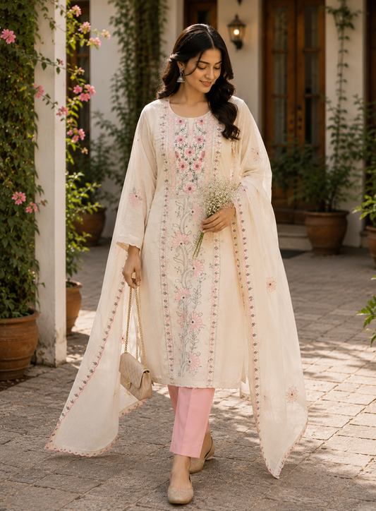 Pure Cotton Chikankari-Inspired Suit