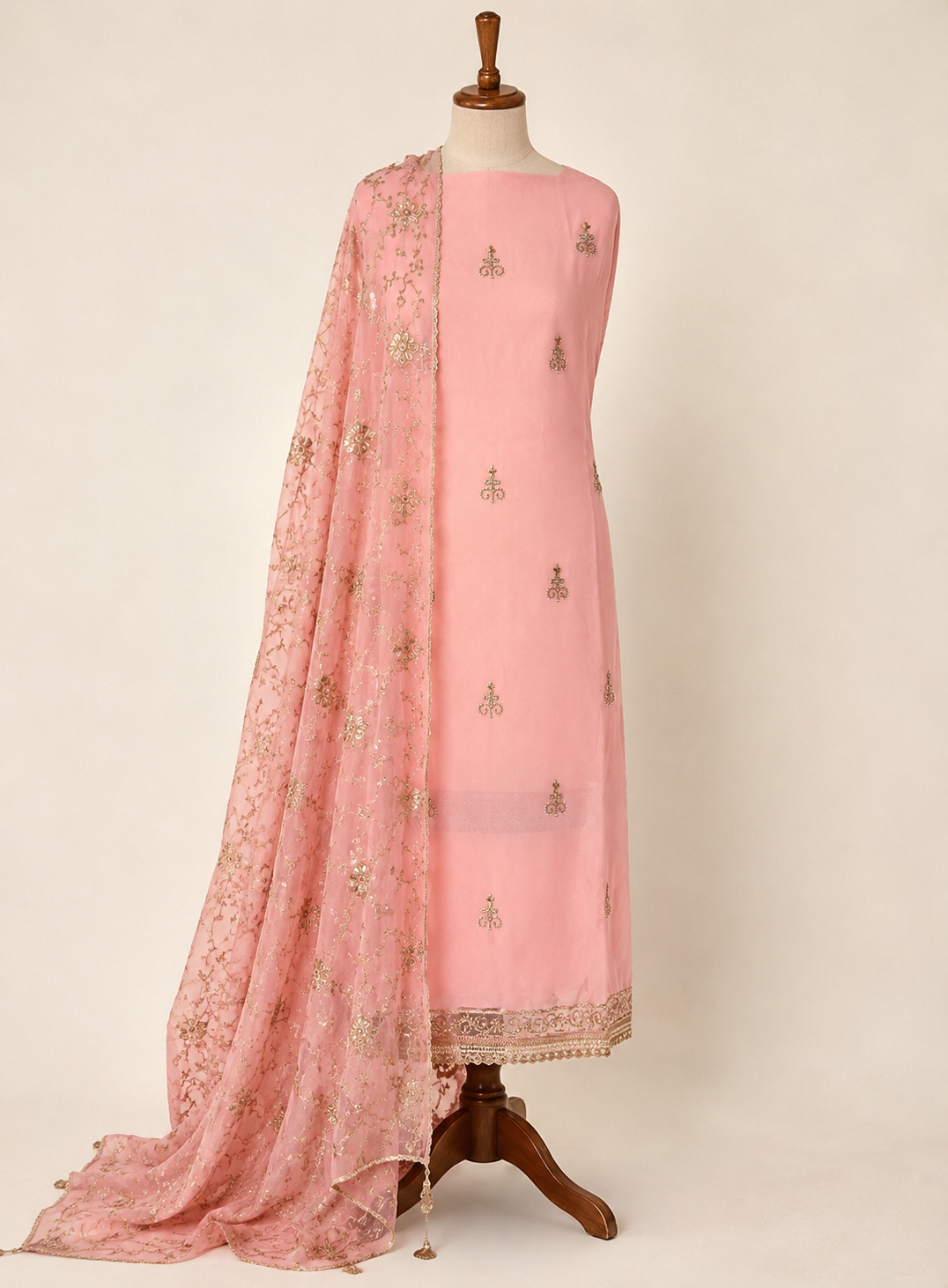 Georgette Handwork Suit with a Show-Stopping Dupatta Ensemble