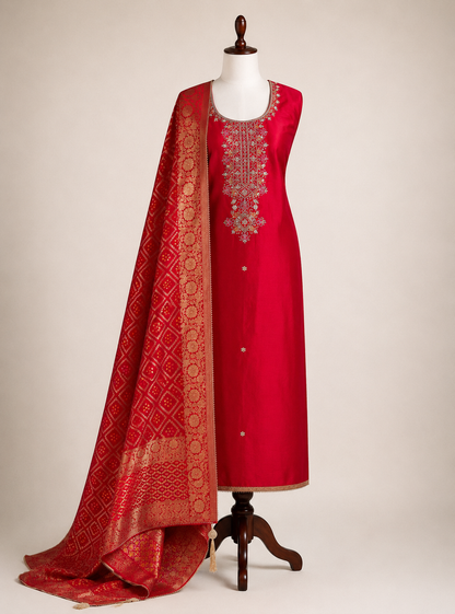 Radiant Red Charm with Bandhej Grace