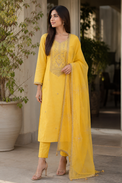 Golden Grace – Handworked Russian Silk Suit