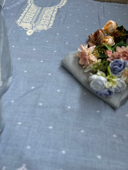 Soft-Toned Linen Sets with Intricate Thread Work