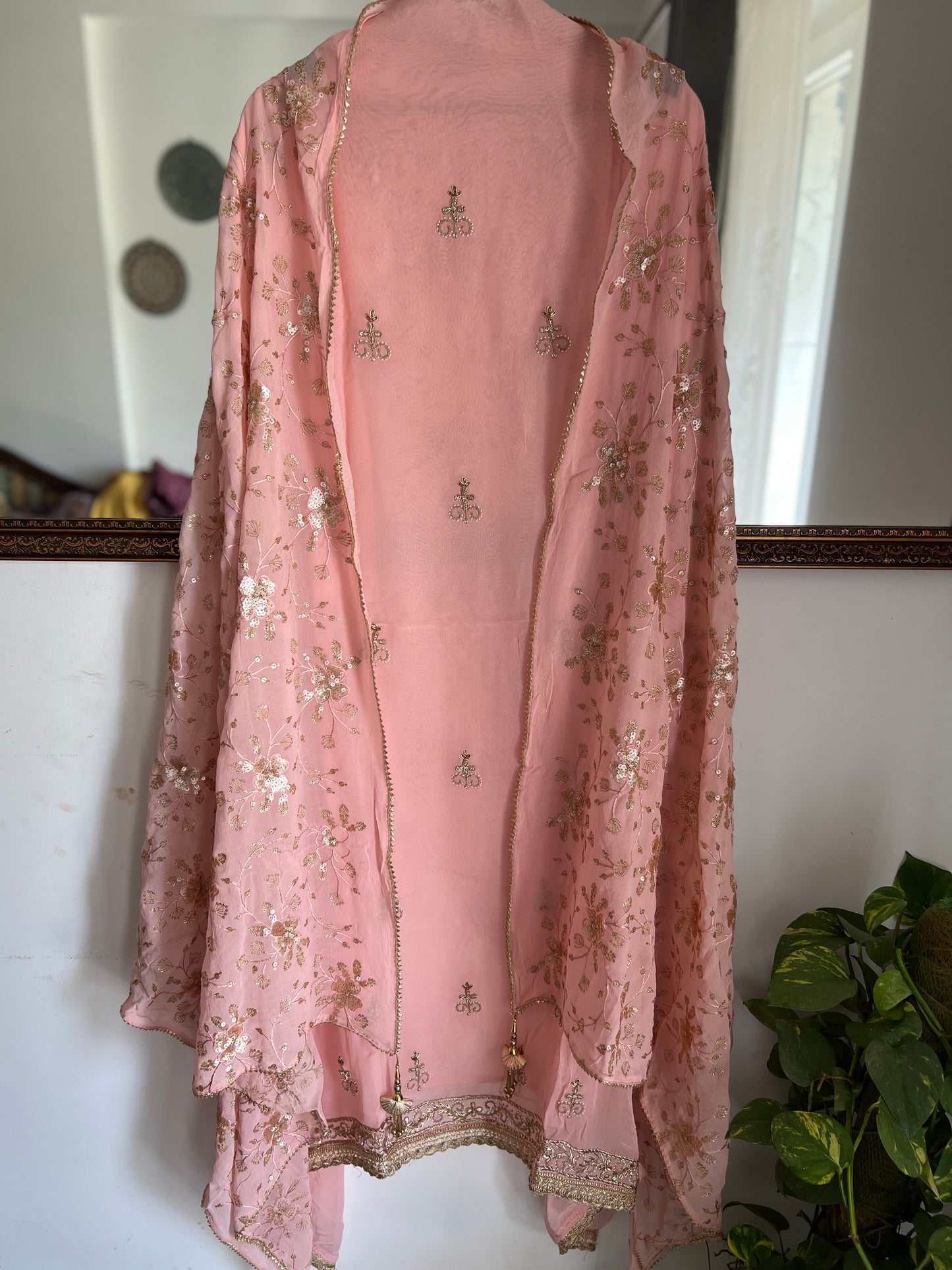 Georgette Handwork Suit with a Show-Stopping Dupatta Ensemble