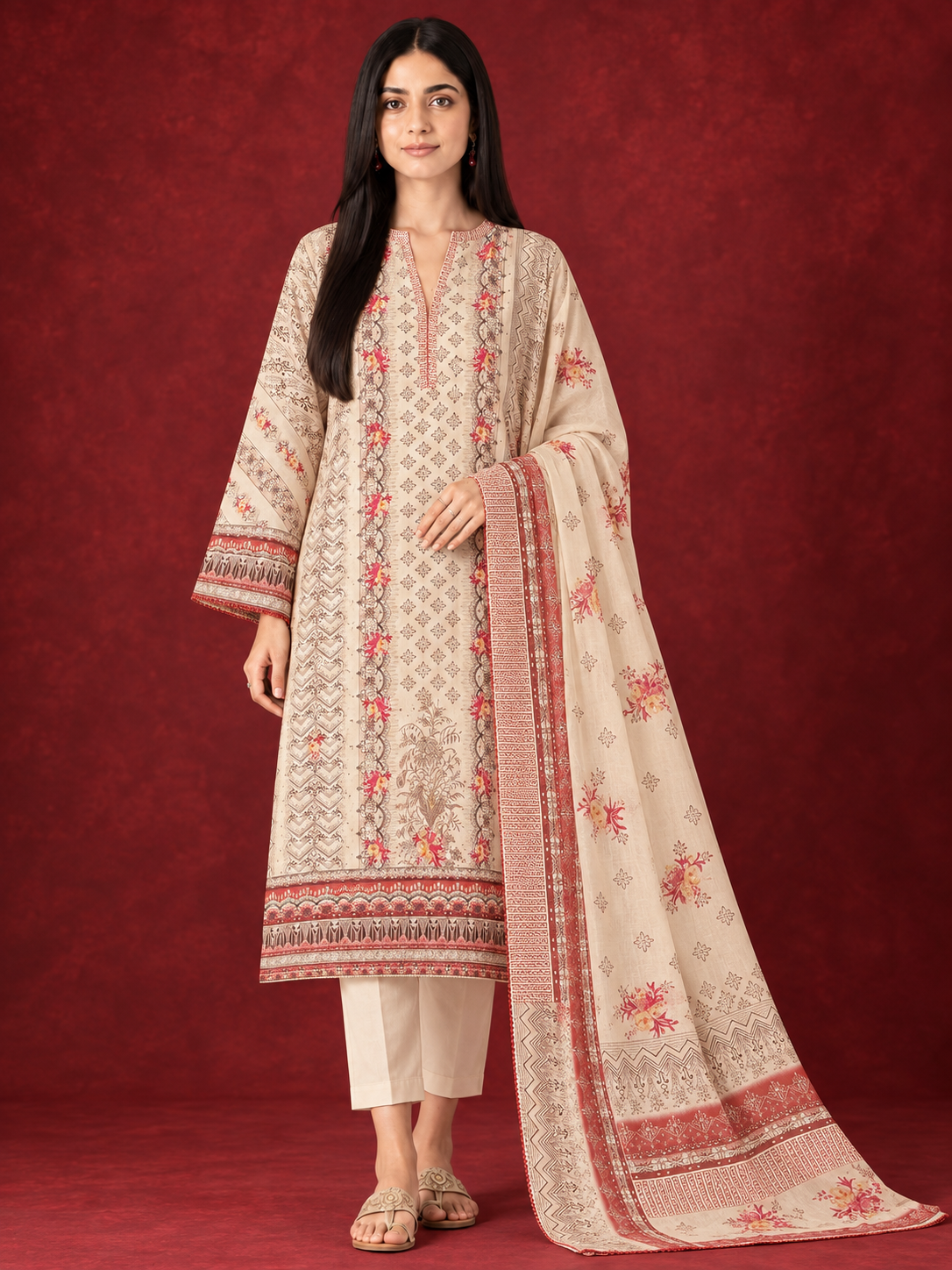 Floral Heritage Print Modal Muslin Suit Set