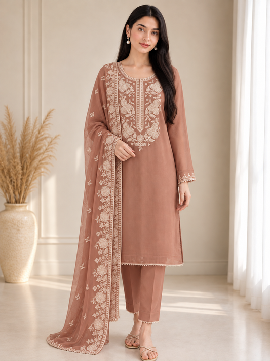 Stunning pastel shades Viscose Organza Salwar Suit