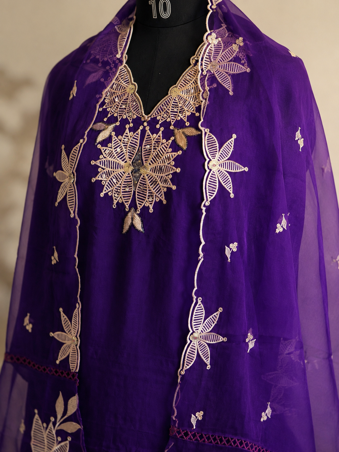 Stunning Embroidered Viscose Georgette Organza Salwar Suit