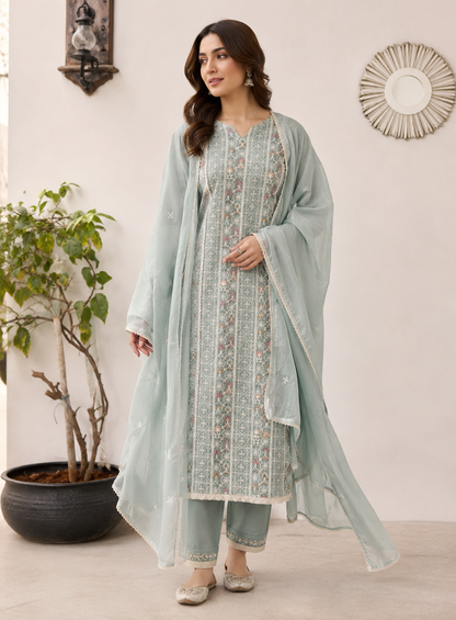 Embroidered Elegance in Mal Chanderi ✨