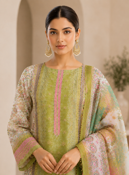 Karachi Mirror Suit Set with Coin Tassel Detailing