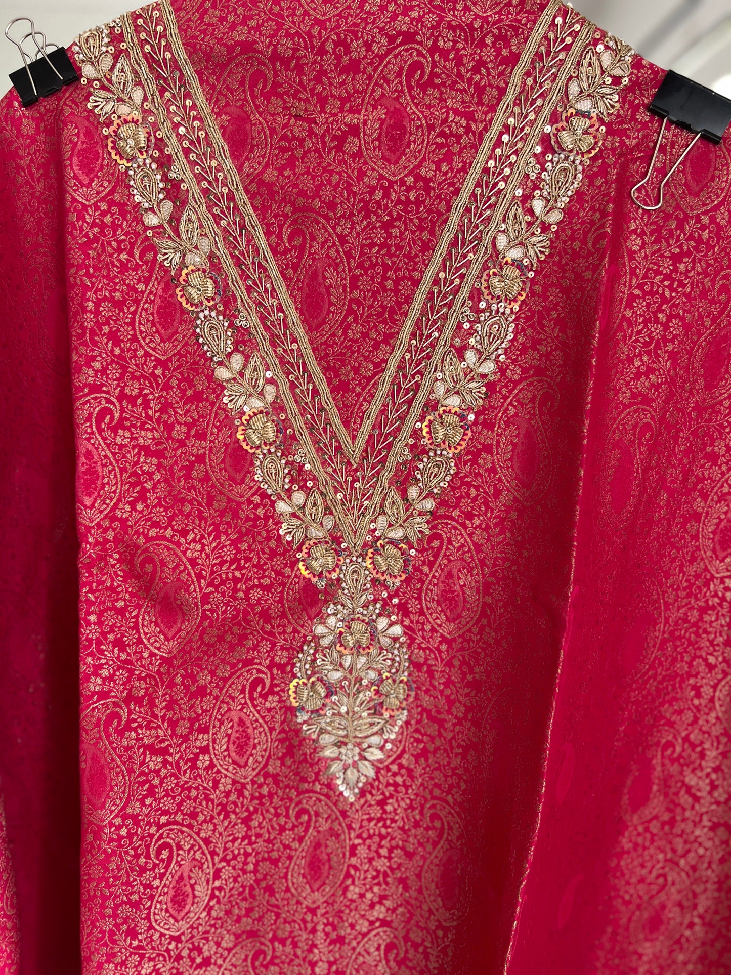 Brocade Banarasi Handwork Suit with Embroidered Dupatta – Timeless Elegance