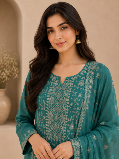 Lightweight Chiffon Embroidered Suit Set