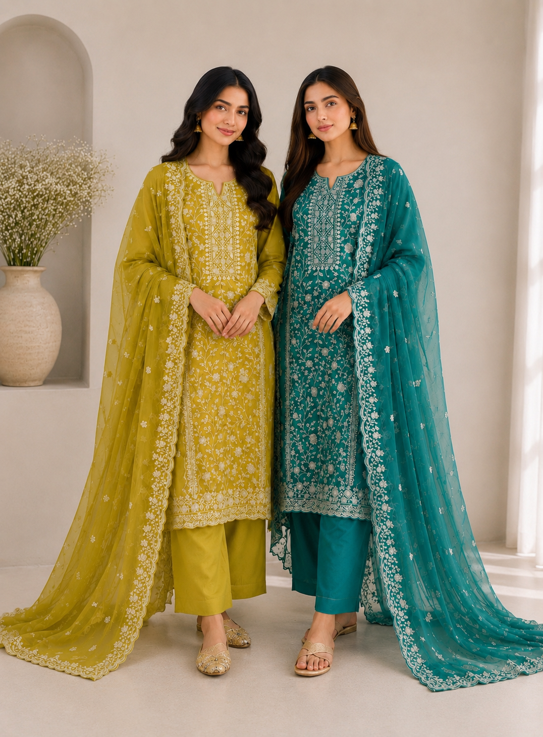 Lightweight Chiffon Embroidered Suit Set