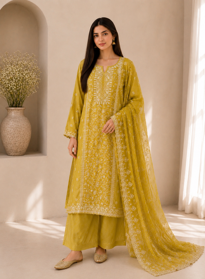 Lightweight Chiffon Embroidered Suit Set