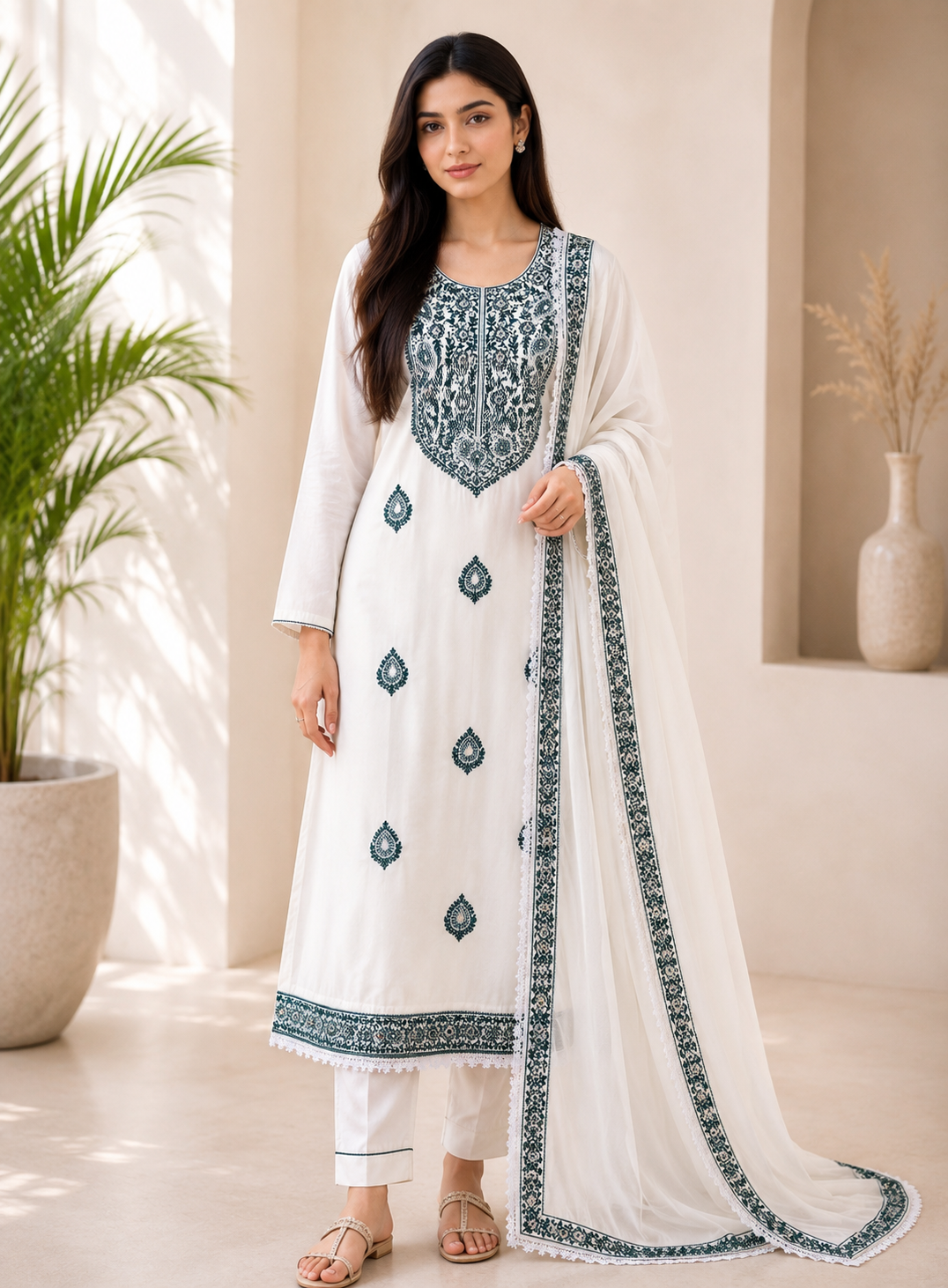 Chikankari-Inspired Cotton Set ✨