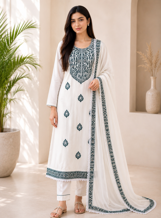 Chikankari-Inspired Cotton Set ✨