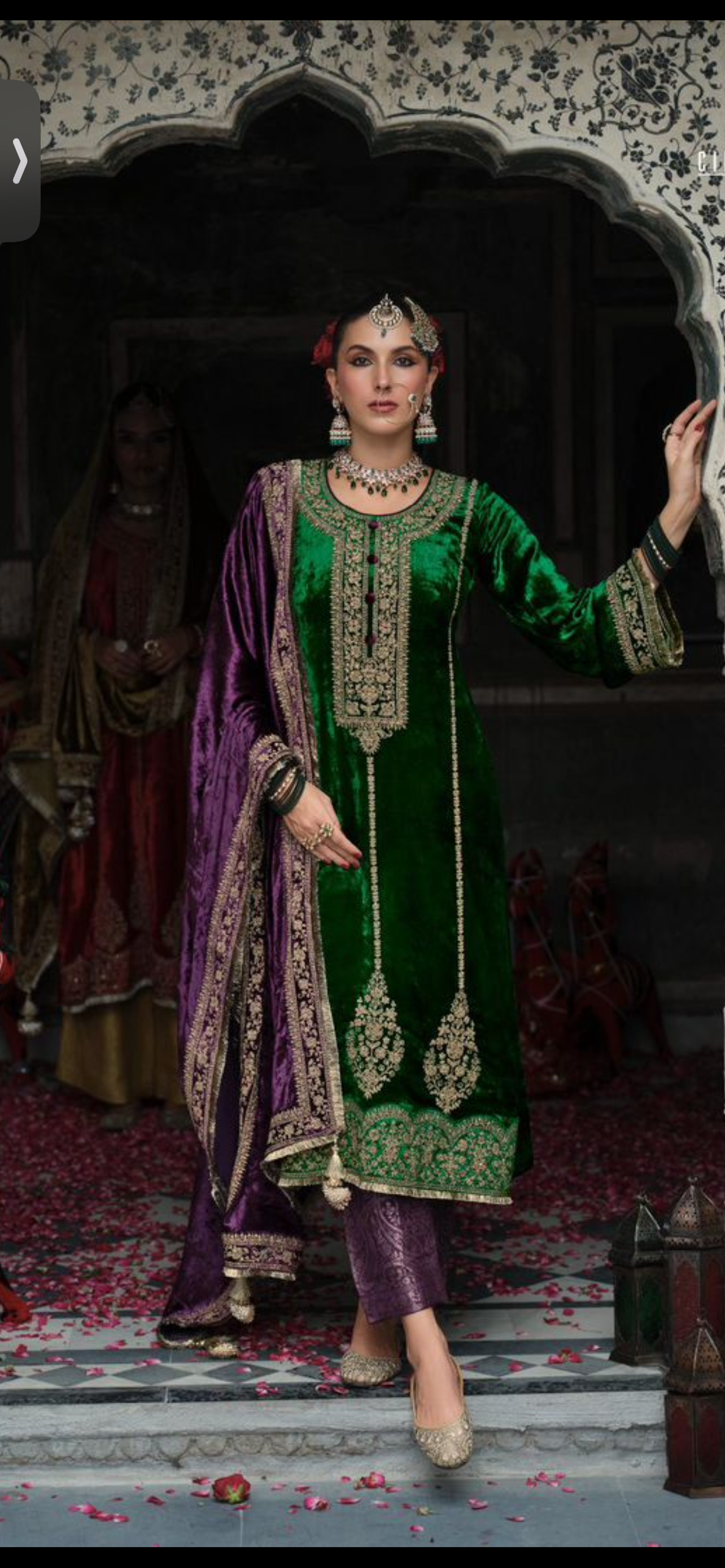 Timeless Winter Couture: Embroidered Velvet Ensemble