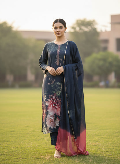 Floral Printed Maslin Ready to wear Suit