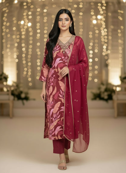 Chinnon Floral Magenta Ready to wear Salwar suit