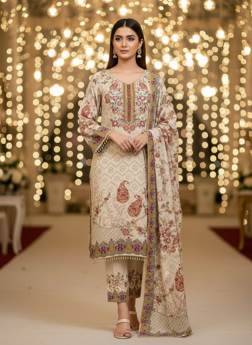 Elegant Crepe Pakistani Stitched Salwar Suit with Intricate Mirror Work