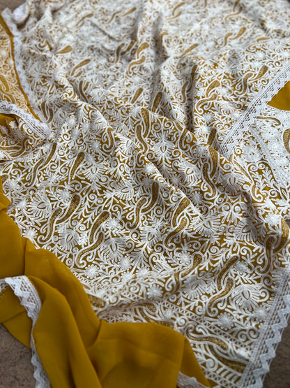 Royal Mustard Kashmiri Embroidery on Georgette