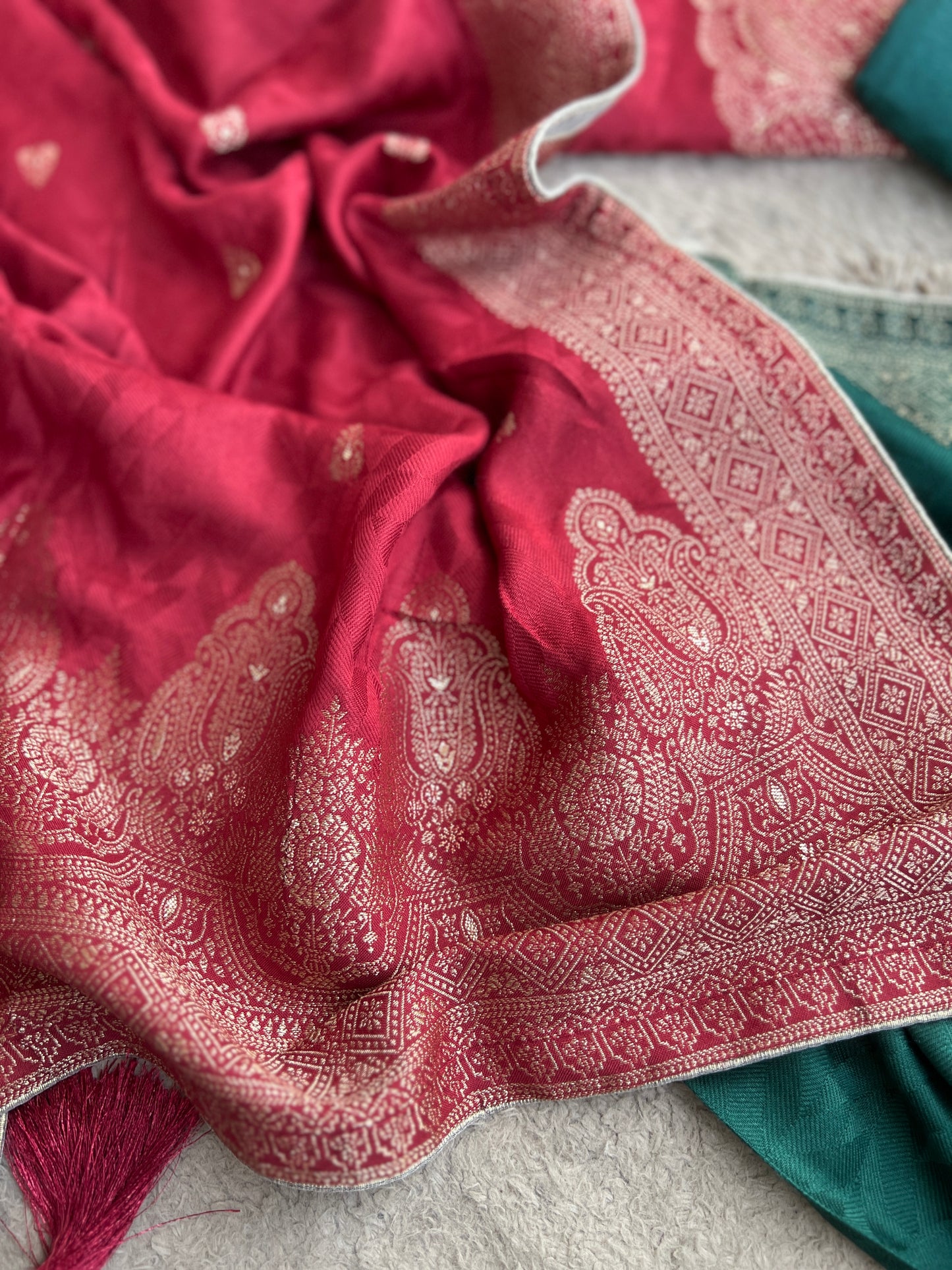 Royal Pashmina Banarasi Weaving Salwar Suit Set – Winter Wedding Edit