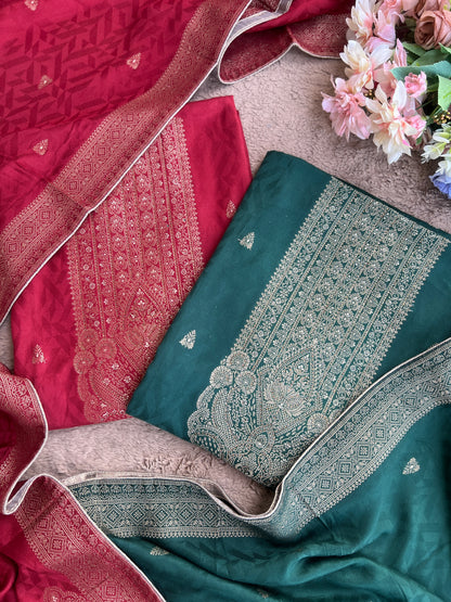 Royal Pashmina Banarasi Weaving Salwar Suit Set – Winter Wedding Edit
