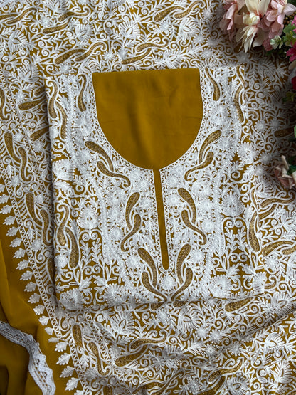Royal Mustard Kashmiri Embroidery on Georgette