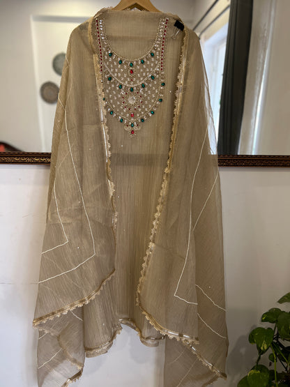 Royal Hand-Embellished Unstitched Suit Set