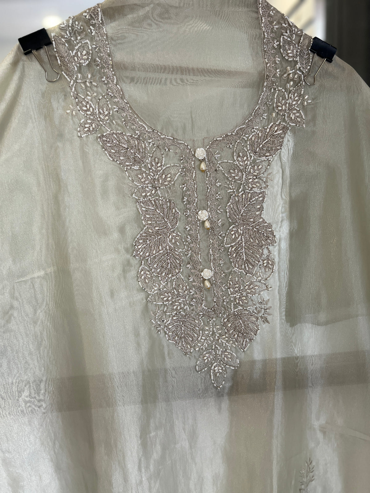 Silver Moonlight Embroidered Suit Set
