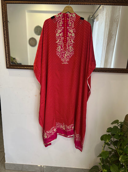 Rani Pink Bird & Bloom  Gajji Suit Set