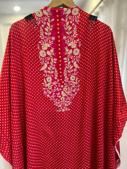 Rani Pink Bird & Bloom  Gajji Suit Set